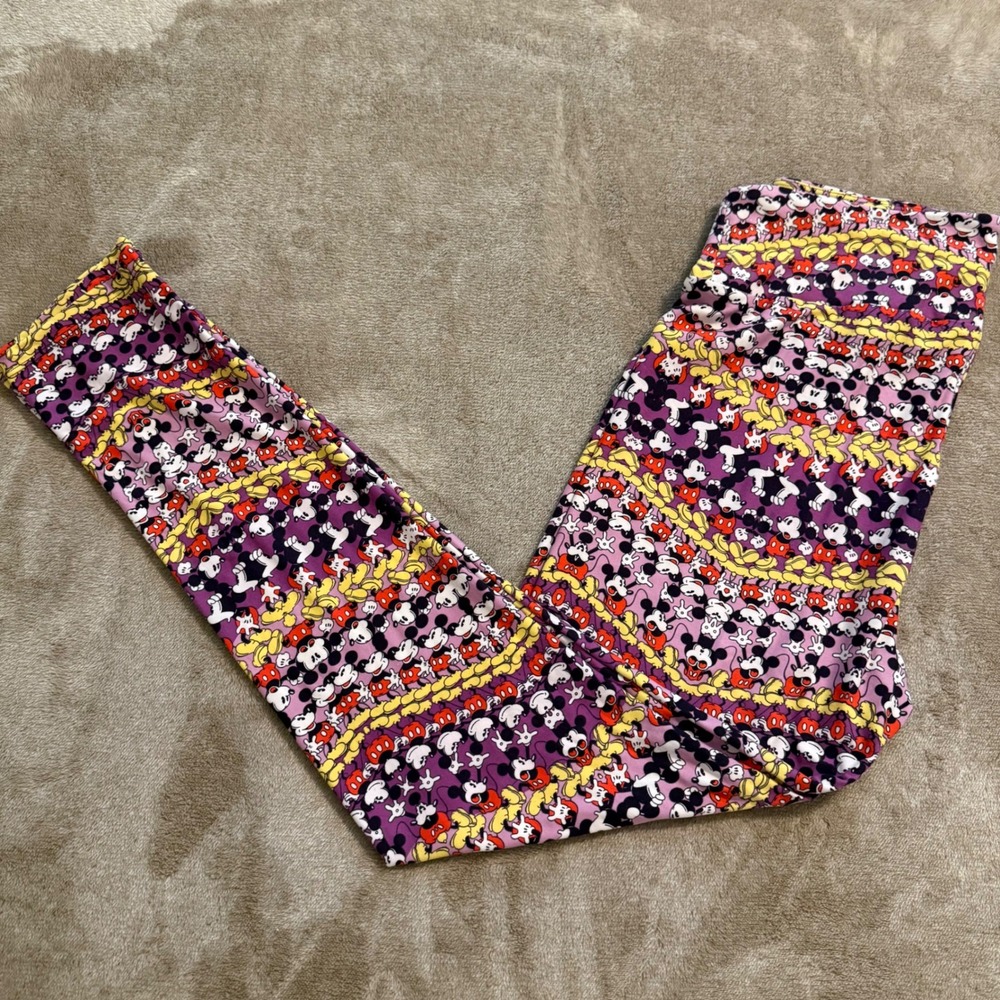 LuLaRoe Disney Mickey Mouse Leggings Tall & Curvy TC Purple Kaleidoscope Print